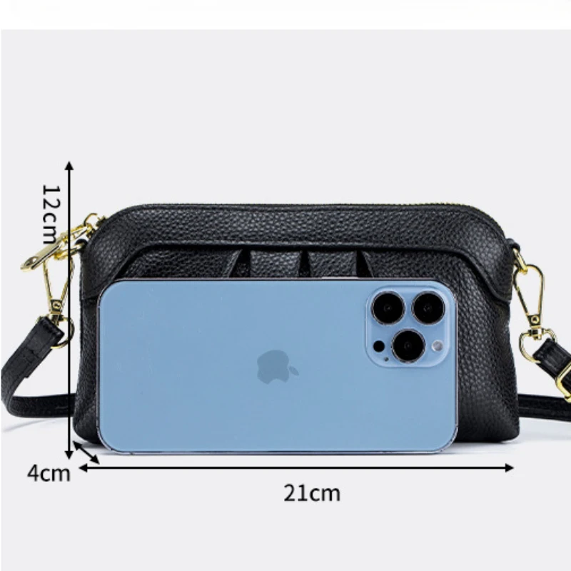 Genuine Leather Trend Shoulder Bag Women Cowhide Luxury Crossbody Designer Tote Handbag Girl Lipstick Key Phone Pouch Messenger