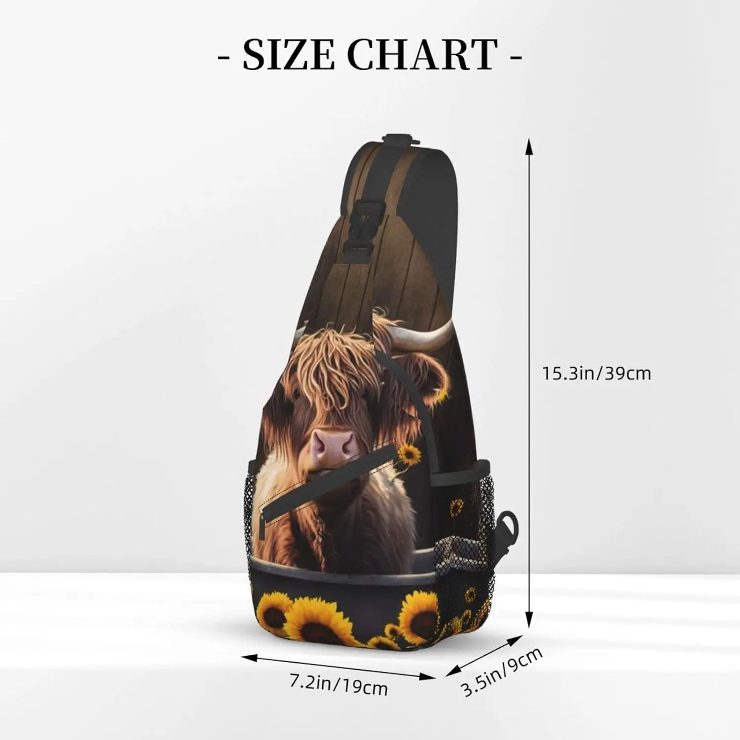 Sunflower Highland Cow Outdoor Cross-body Shoulder Bag Unisex Backpack For Women Men Young Hiking Travel