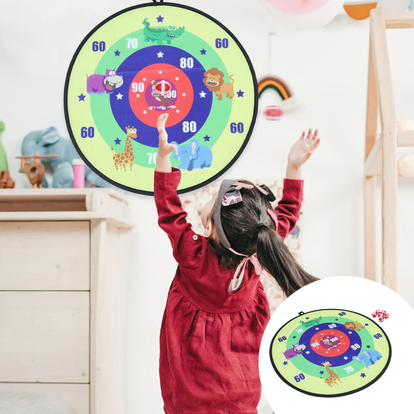 

1 set 1 Set Sticky Ball Portable Throw Dart For Kids Adults Home Office, Dart Board Toy For Hand-Eye Coordination Outdoor Play