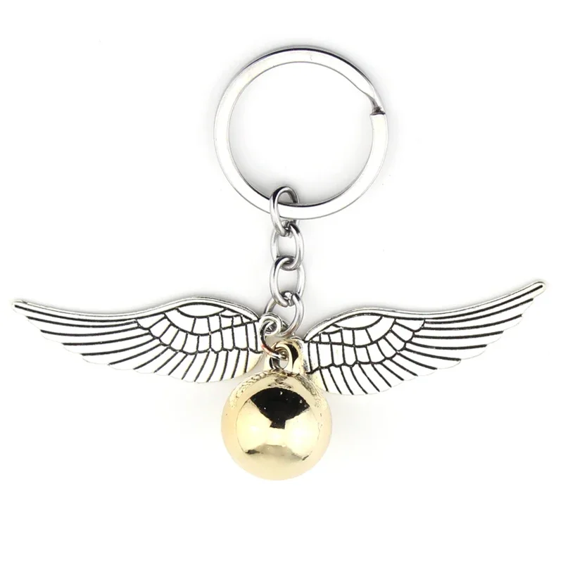 Gold Color Round Ball Wing Golden Snitch Keychain For Women Men Movies Surroundeds Beautiful Wings Pendant Keyring Gifts