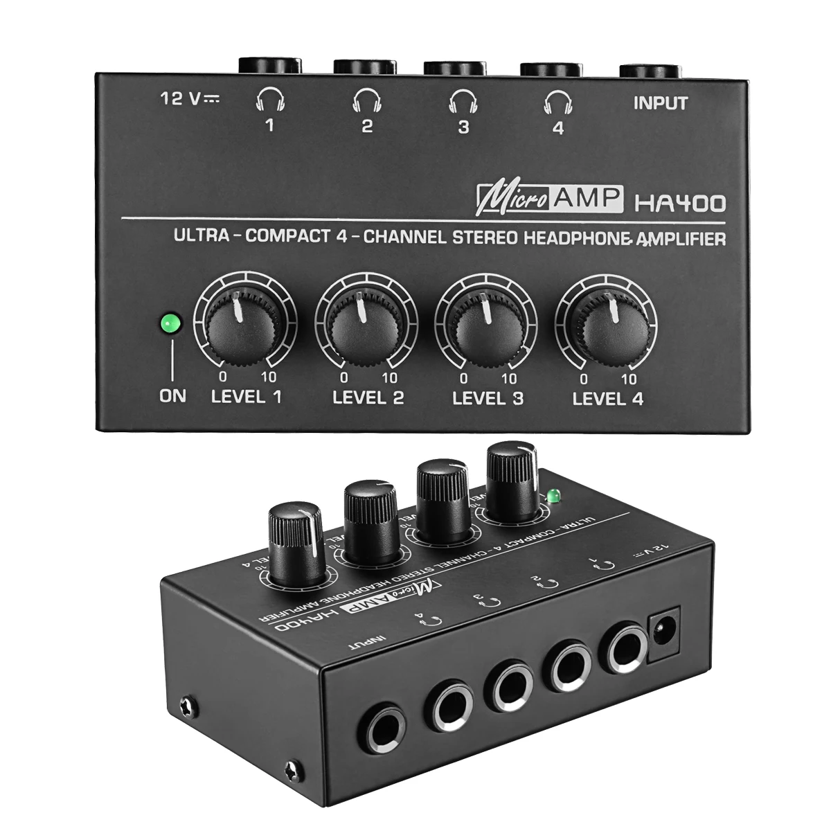 Pro Ultra-Compact 4 Channel Monitor Headphone Amplifier PreAmp Earphone Monitoring PowerAmplifier MiCWL-400