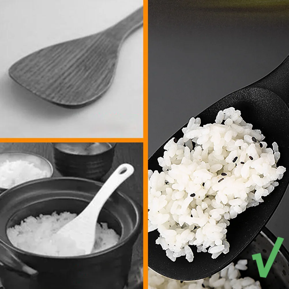 

1Pcs Heavy Duty Stainless Steel Silicone Rice Spoon with Hanging Hole Smooth Non-Stick Long Handle for Home Kitchen Restaurant