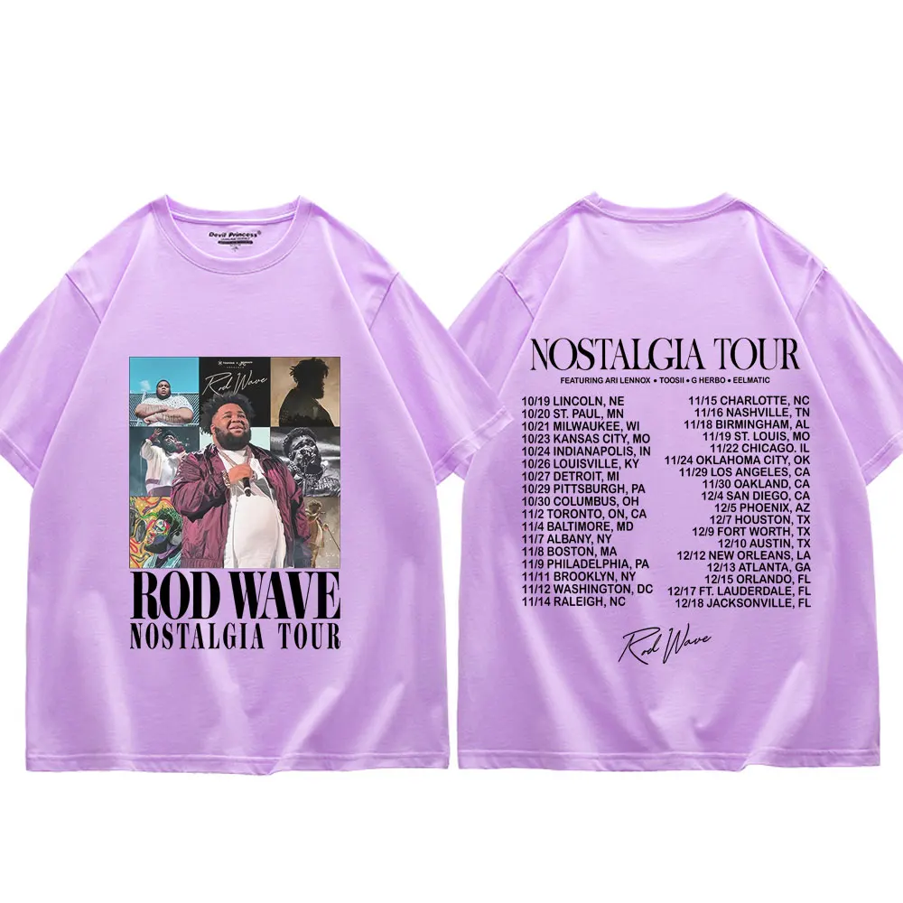 Rapper Rod Wave Nostalgia Tour Graphic T Shirts High Street Fashion Trend Short Sleeve T-shirts Unisex Casual Loose Cotton Tees