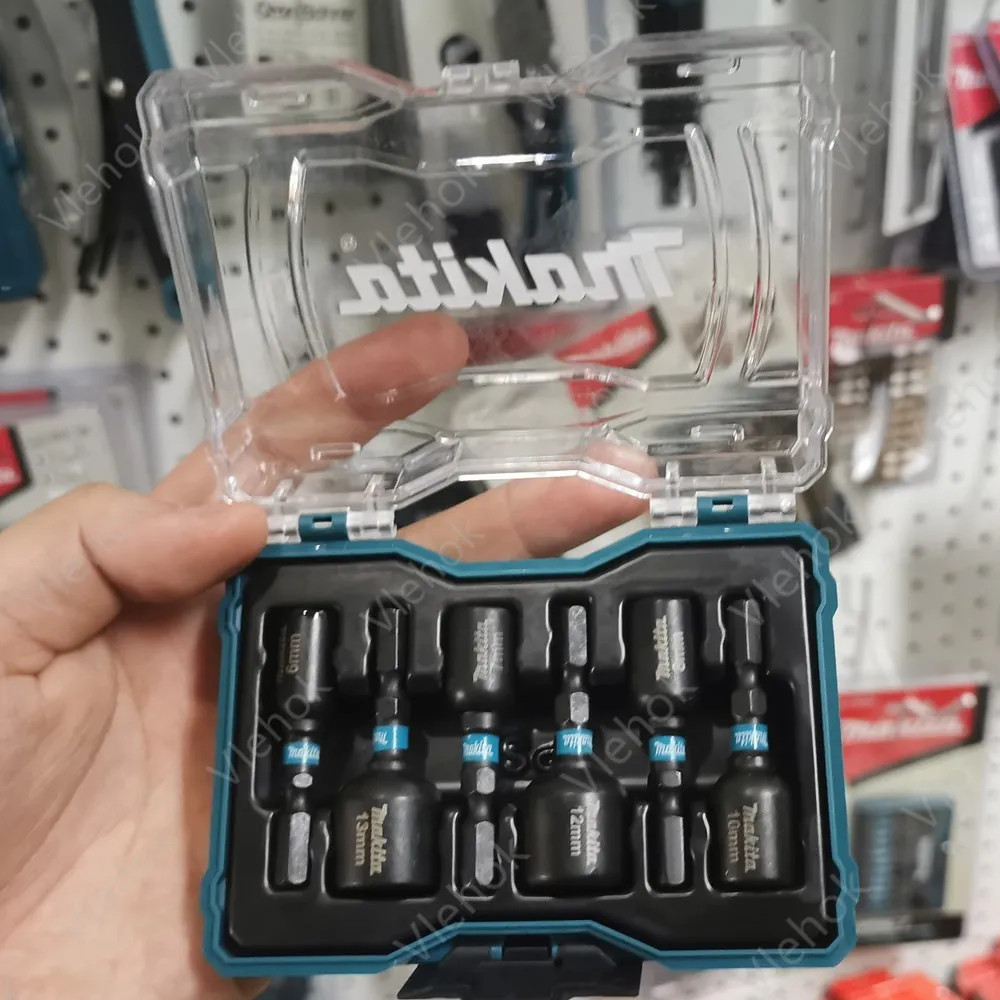 Makita E-18035 Electric Screwdriver Hexagonal Handle Magnetic Sleeve 6PCS Set 1/4” Impact Resistant Sleeve 6/7/8/10/12/13mm