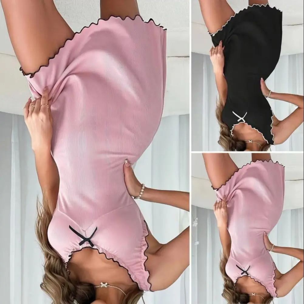 2026 Women Nightgown Suspender Nightdress Womens Ruffle Trim Nightgown Soft Breathable Sleepwear Elegant U-neck Suspender Dress