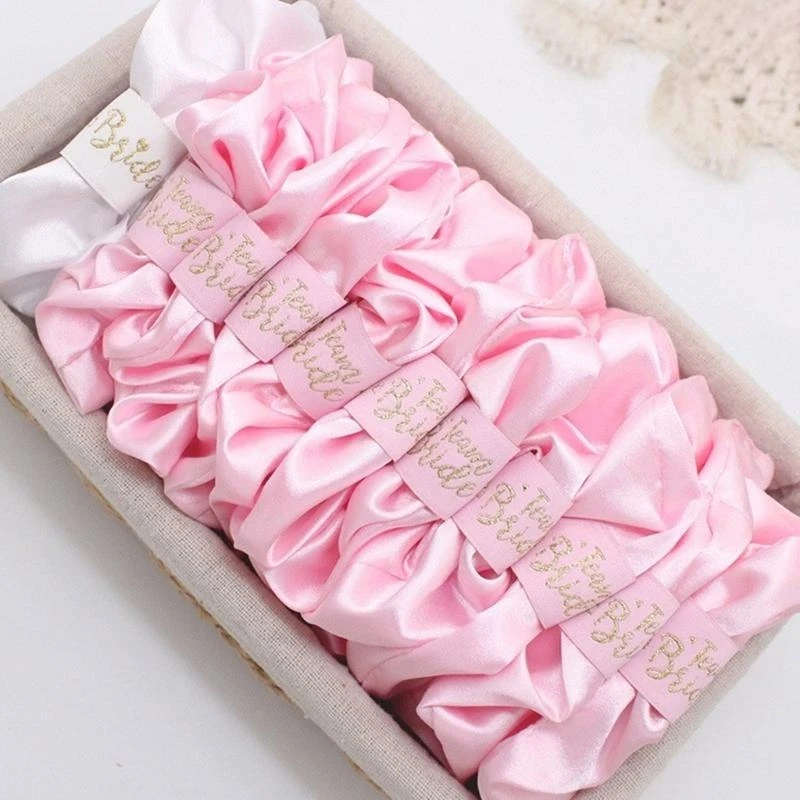 

652F Bridesmaid Hair Scrunchy for Bridal Shower Hair Scrunchies Party Accessories Hairtie for Wedding Party Hairstyle