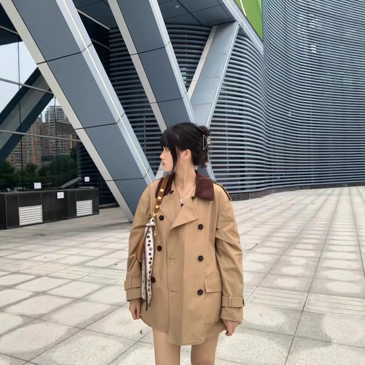 

Новая осенне-зимняя женская куртка-пальто из нейлона цвета хаки, водонепроницаемая, из смесовой ткани хлопок-полиэстер, с длинными рукавами, А-силуэт