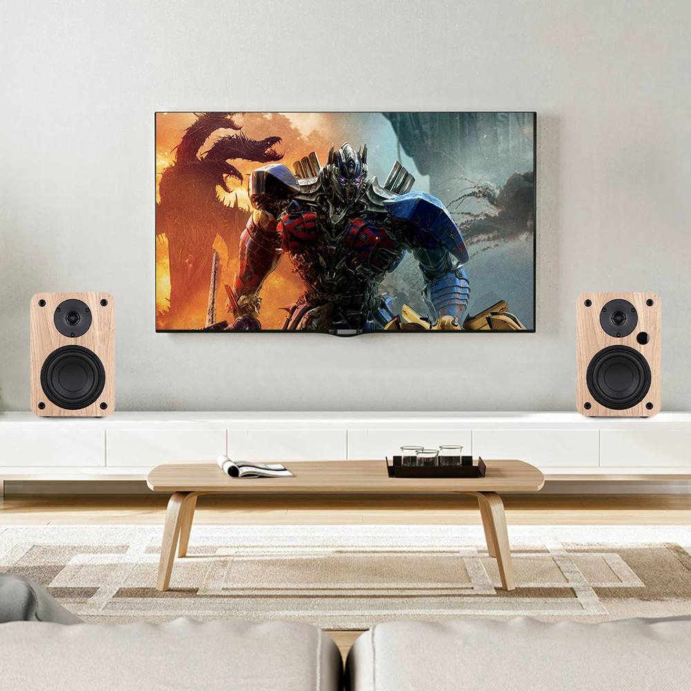 80W 2.0 HiFi Speaker Soundbar Bookshelf Bluetooth Speaker Home Theatre Wooden Music Speakers For TV PC Subwoofer Bass effect USB