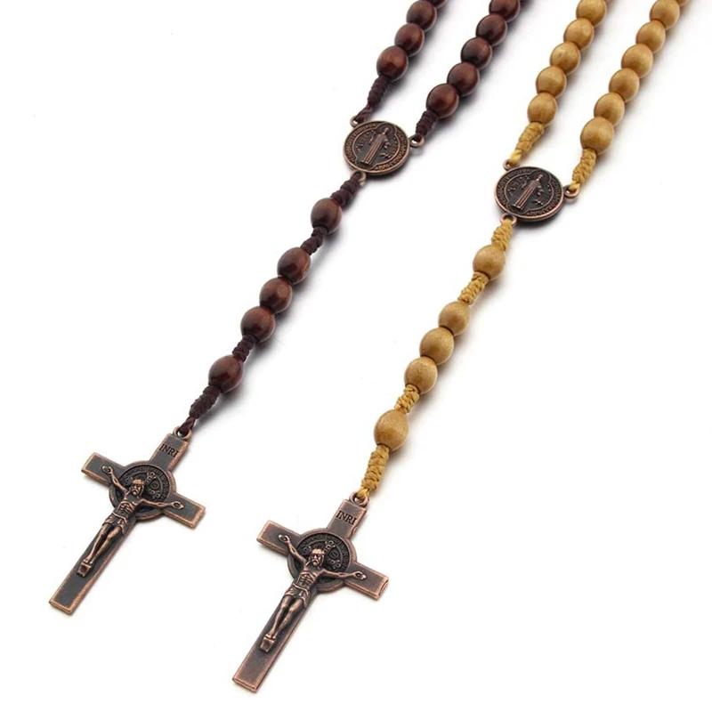 Catholic Rosary Christian for Cross Necklace Handwoven Ornament Hip Hop Necklace Drop Shipping