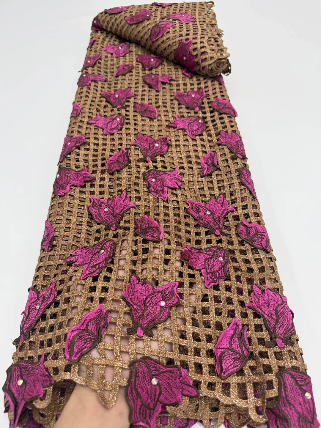 5 Yards The Latest African Rope-Braided Lace Fabric 2026 Embroidered Lace Fabric Nigerian Water-Soluble Sewing Materials