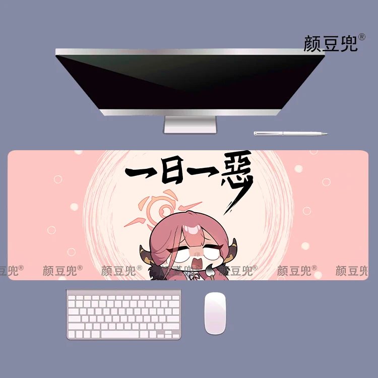 Rikuhachima Aru Anime Blue Archive pour souris de jeu de grande et petite taille, sous-souris Gamer Company, tapis de clavier, tapis d'ordinateur, polymères