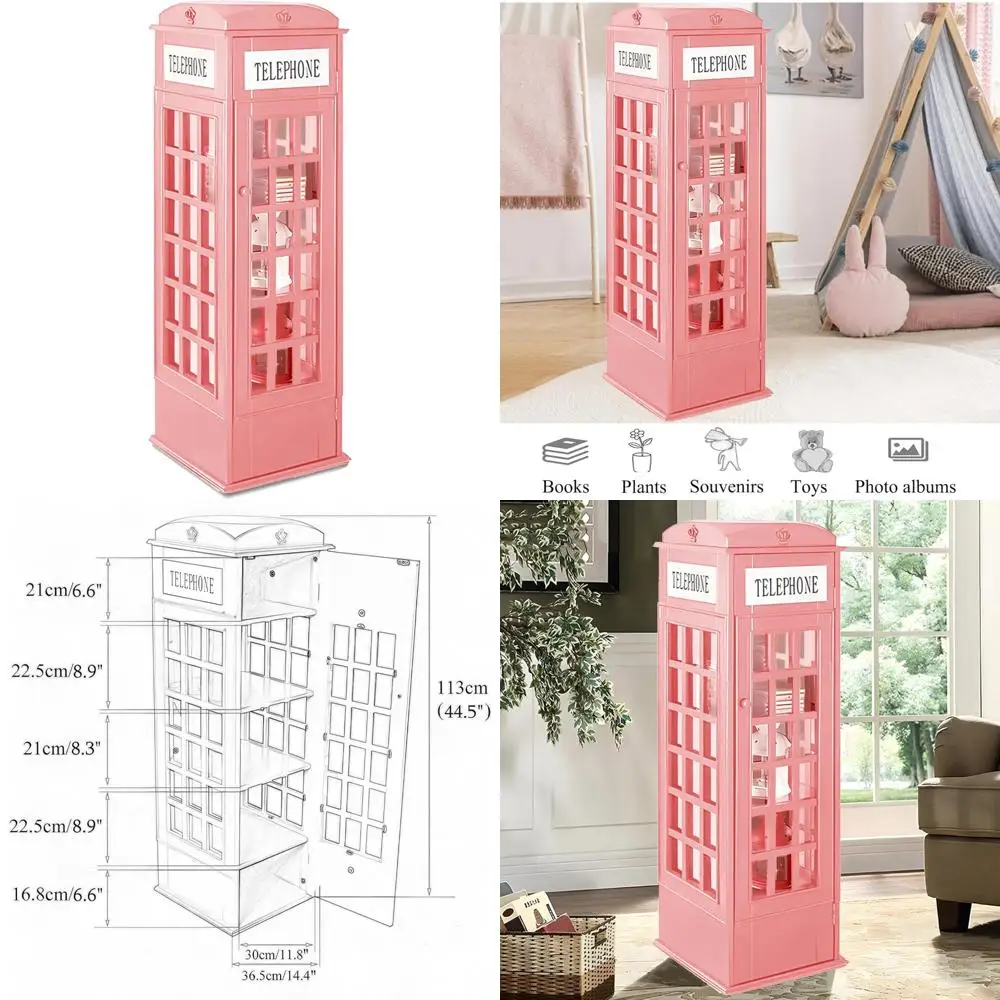 Gabinete de almacenamiento de cd de madera de 5 estantes con puertas para salón, estantería de exhibición de 44,5" de alto