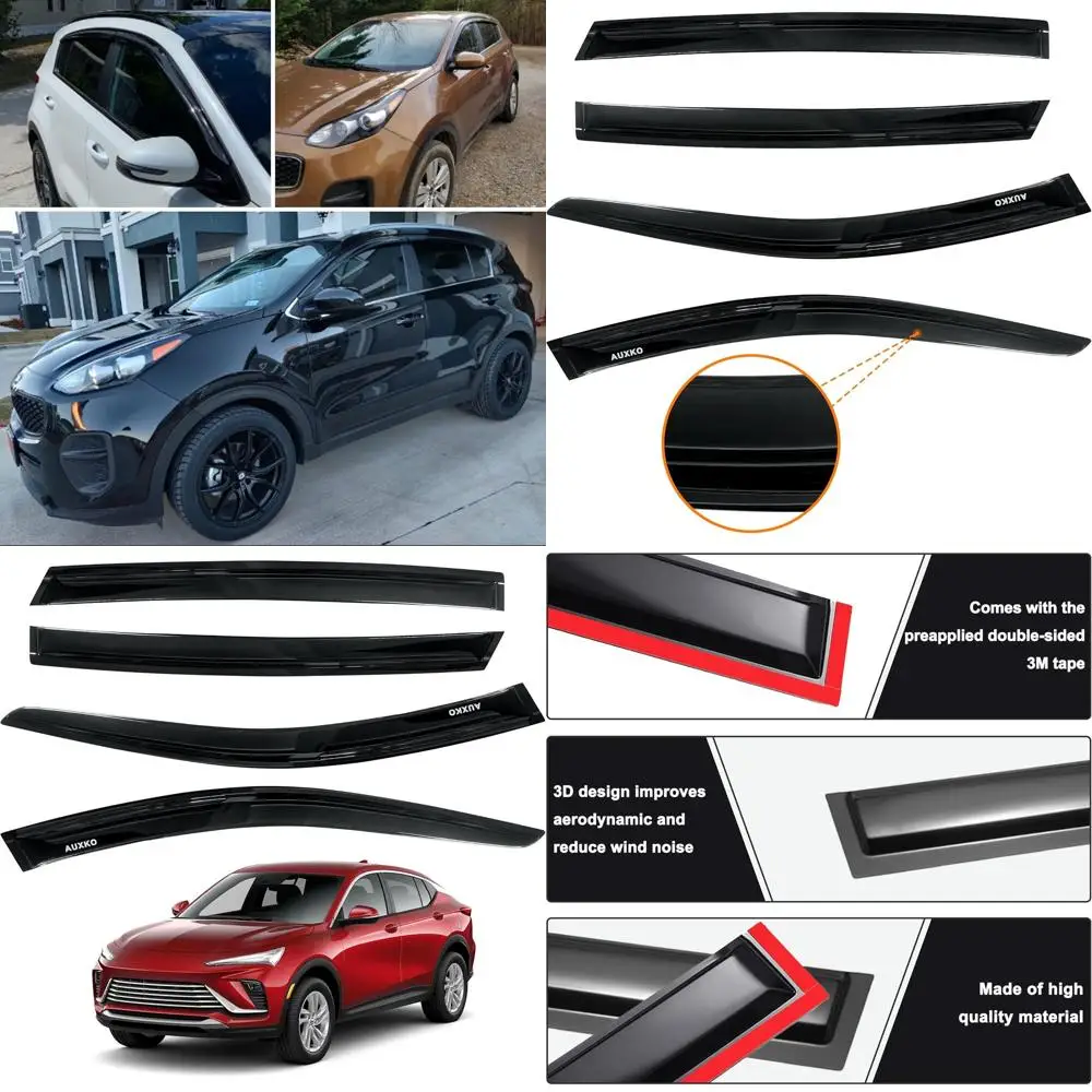 

Дождевики для Buick Envista 2024 2025 2026, оконные вентиляционные козырьки, дымовой аксессуар - ленточный дождевик, оконный козырек для Buick Env