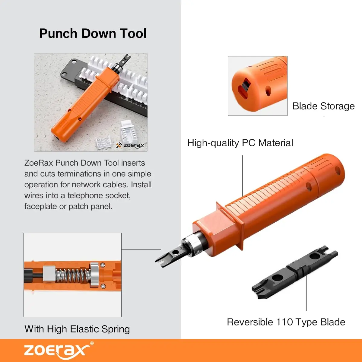 Imagem -04 - Zoerax Professional Network Tool Kit em Rj45 Crimp Tool Kit Pass Through Crimper Tester Rj45 Punch Down Stripper