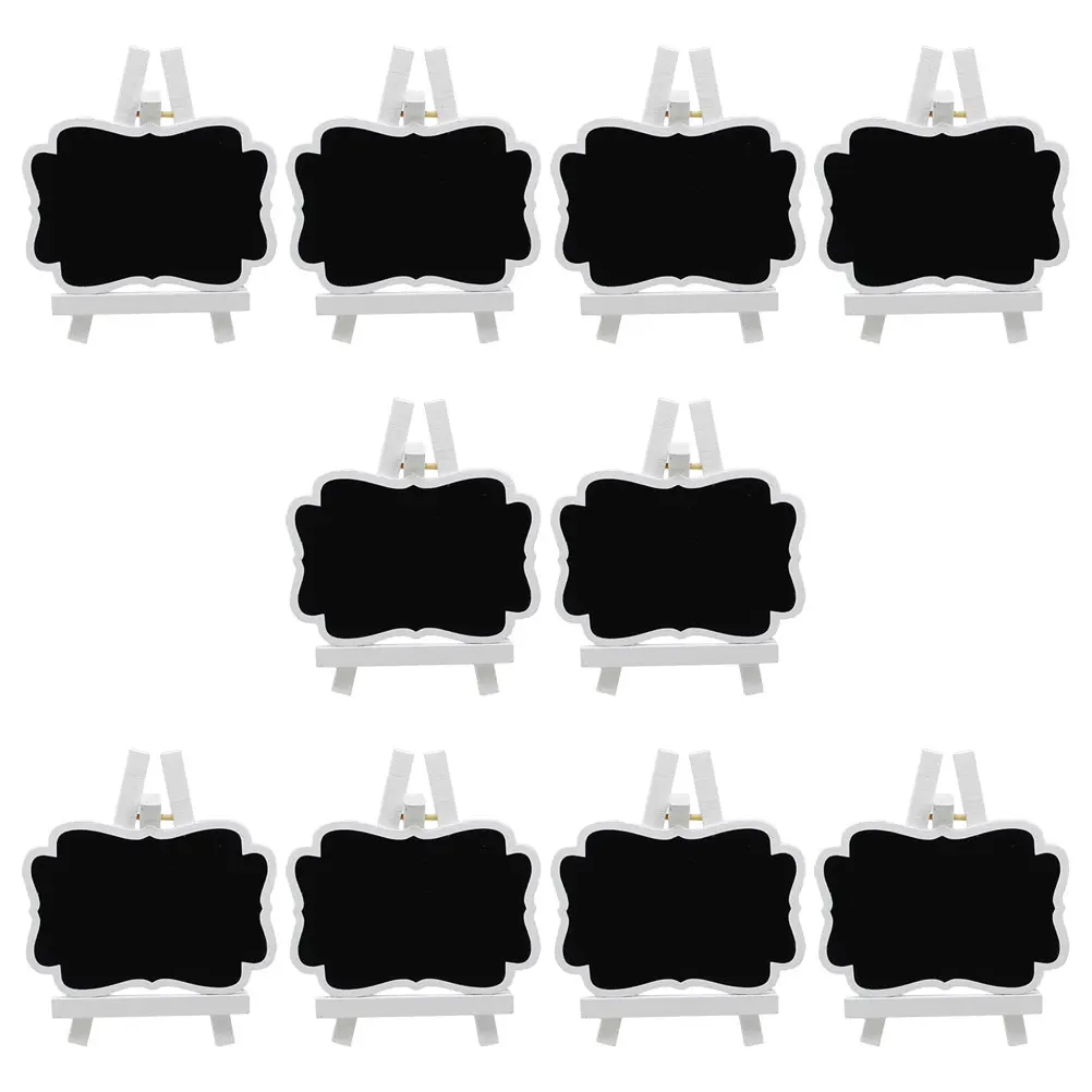 

10pcs Small Chalkboard Signs Wood Blackboard Message Tabletop Display Easel Reusable Catering Food Tags Party Buffet