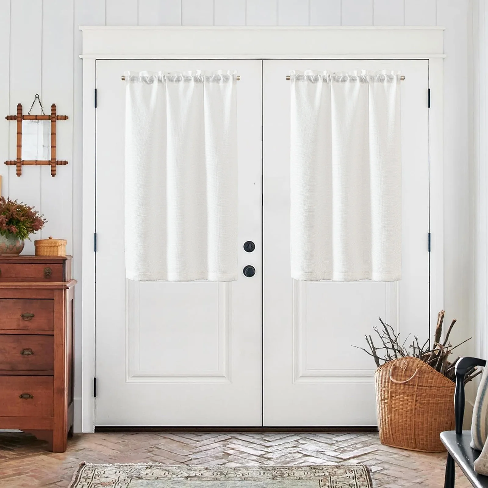 TOPICK Cortinas de Cocina de Lino