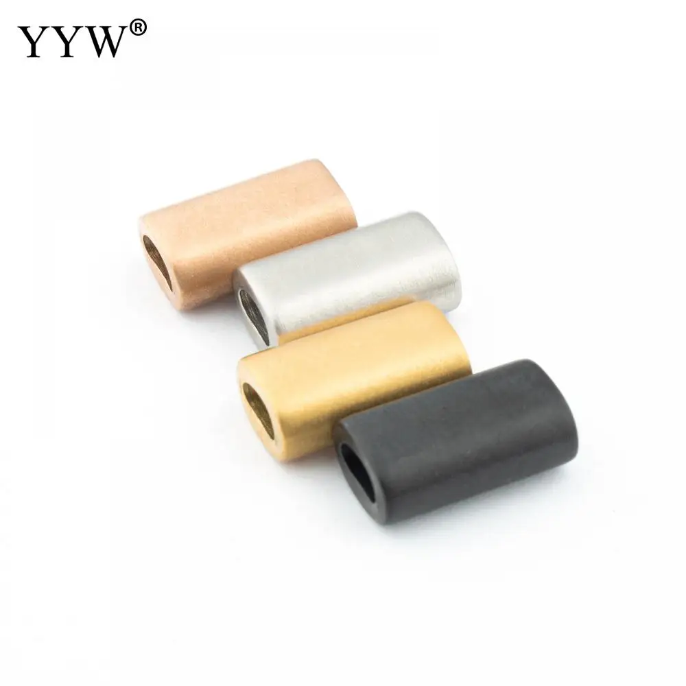 Stainless Steel Matte Finish Slider Straight Tube Beads Slide Charm For Leather Cord Bracelet Jewelry Making Accessories