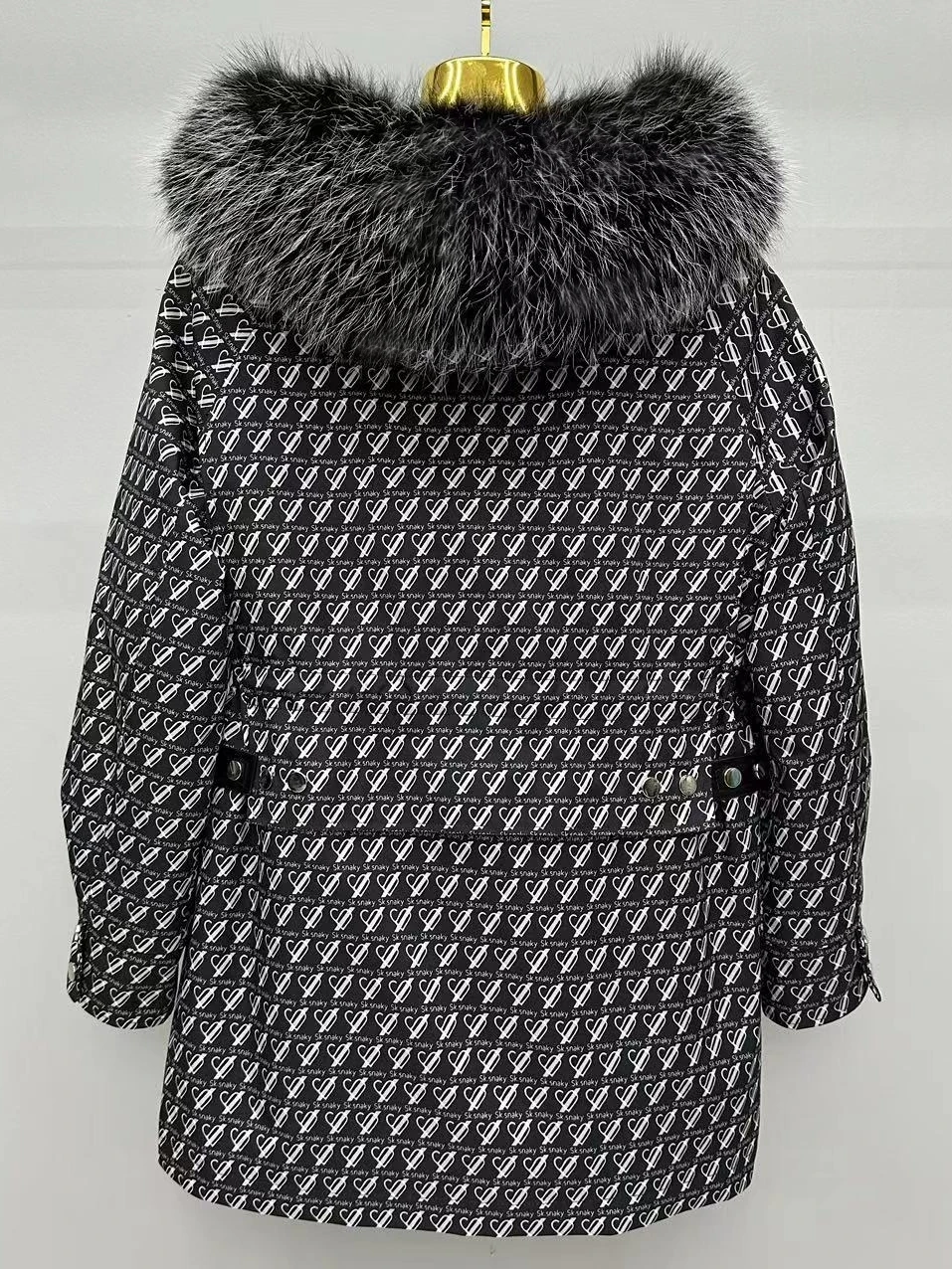 ChimFemale-Parkas rembourrés en coton pour femmes, manteau mi-long, col en fourrure, vestes à capuche, doublure lapin Rex, nouvelle mode, hiver