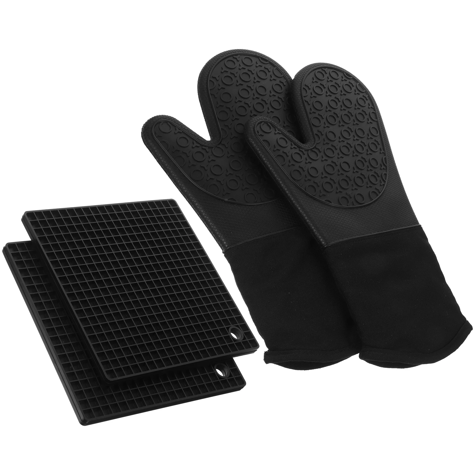 

4-компонентный термостойкий силиконовый квадратный коврик для духовки, микроволновой печи, хлопковые перчатки, изоляционная защита для выпечки, домашний кухонный набор, анти