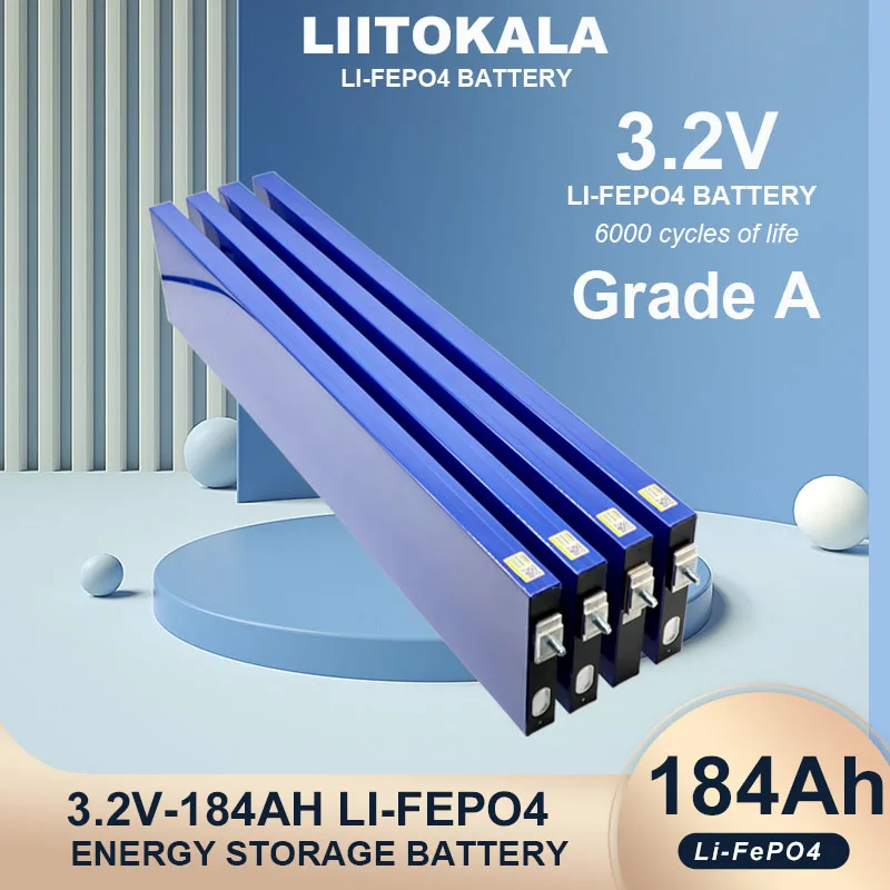 Liitokala 3.2V 184Ah Lifepo4 batteria A lama montata A parete fai da te 12V 24V 36V RV Touring accumulo di energia solare carrello da Golf Yacht