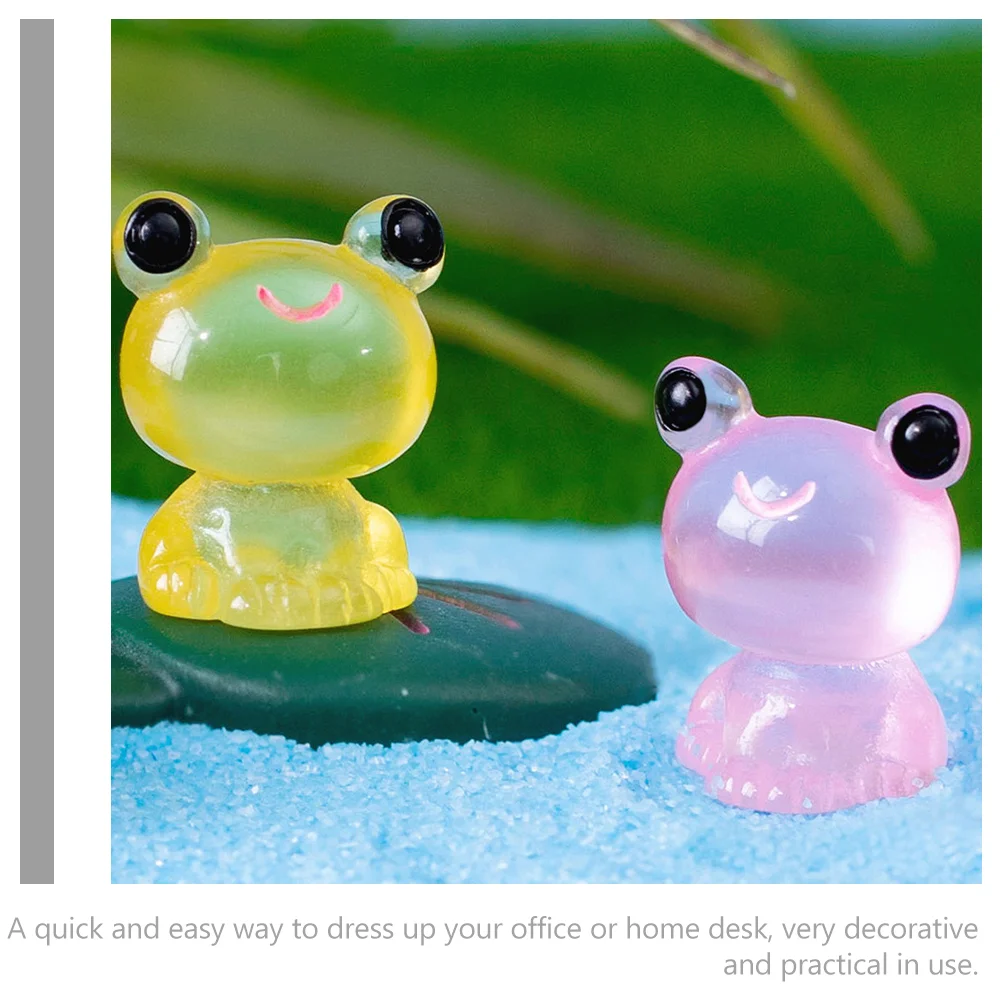 Miniature Frog Figurine Glow-in-the-dark Fish Tank Decorations Resin Garden Frogs