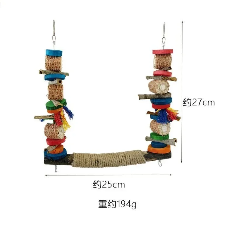 Xuanfeng Peony Parrot Toy Bird Supplies Biting and Grinding Mouth Big Swing Colorful Biting String Hemp Rope Standing Pole