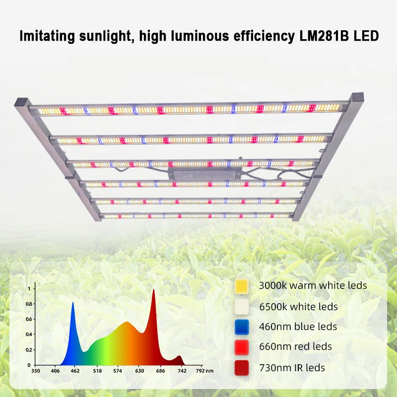 ضوء نباتي LED بقدرة 720 وات، إضاءة تكميلية للفواكه والخضروات كاملة الطيف تزيد من إنتاج الزهور الداخلية