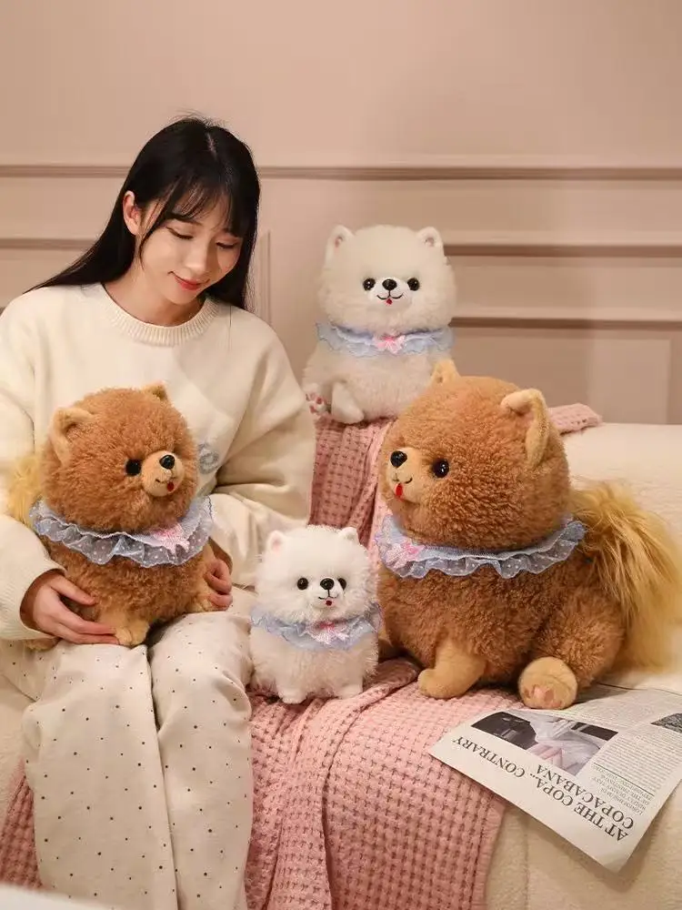 Poupée poméranienne mignonne de Simulation 25/35cm, jouet en peluche fait à la main, dessin animé, oreiller mignon, cadeau d'anniversaire pour enfants