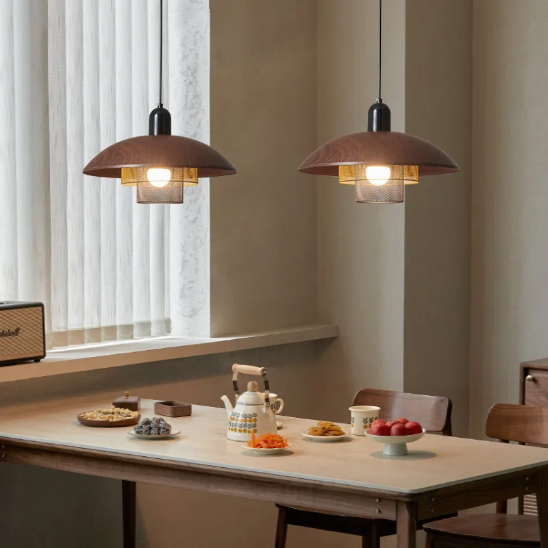 

Walnut pattern creative restaurant chandelier wabi sandy wind medieval dining table bar dining room hotel single head small