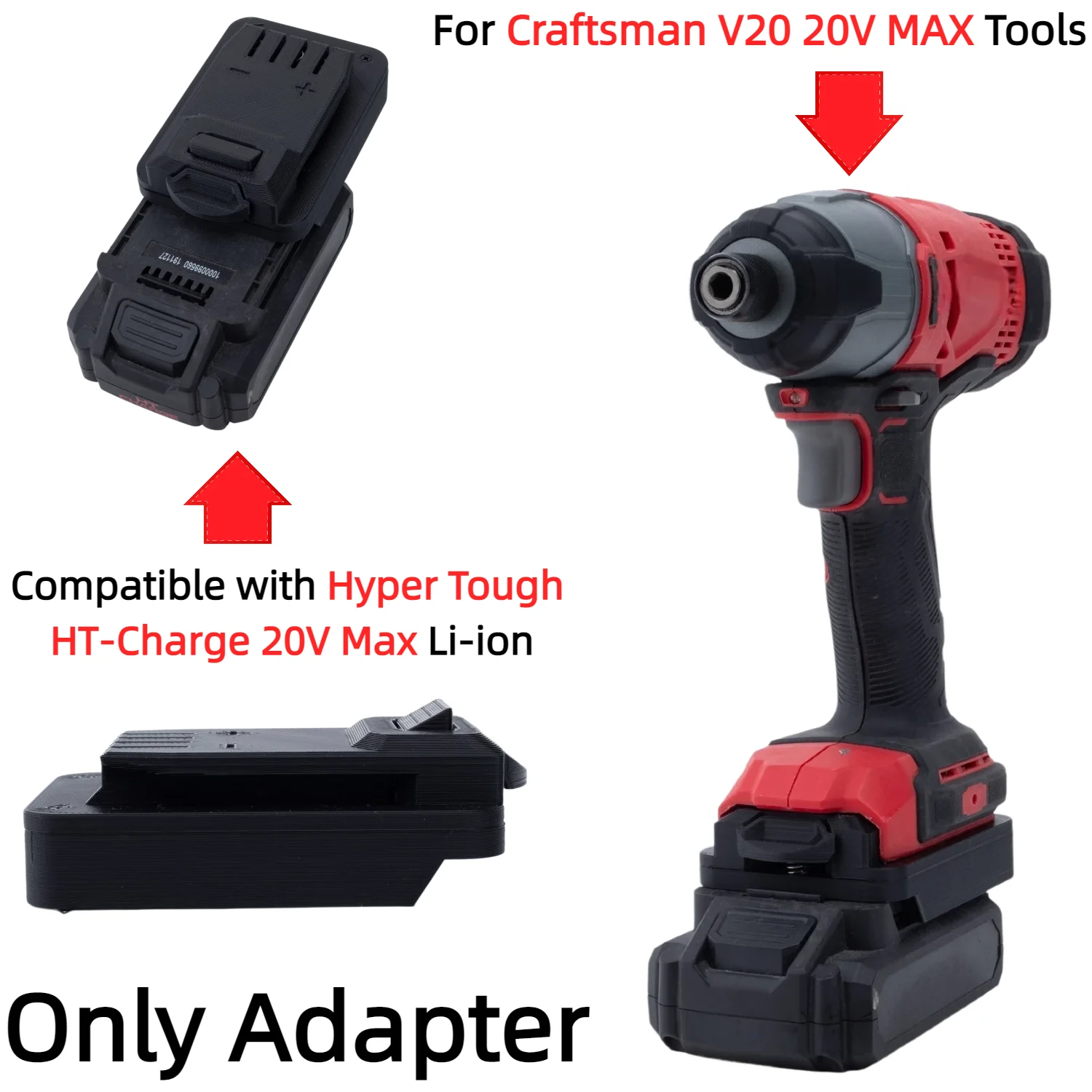 Battery Adapter/Converter for Hyper Tough HT‑Charge 20V Max Series Battery To Craftsman V20 20V MAX Power Tools(Only Adapter)