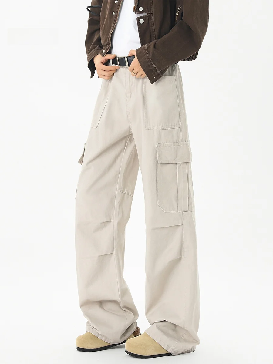 

Мужские рабочие брюки в американском ретро-стиле, плиссированные, прямого кроя, модные, брендовые, винтажные, с множеством карманов, в стиле парашютиста, широкие, в стиле «солдат-парашютист»