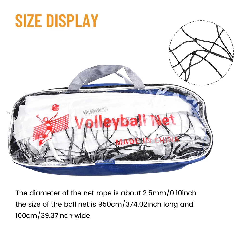 Volleyball Net 950x100cm Ideal for Competitive Play Indoors or Outdoors Constructed with Steel Reinforced Polyester Material