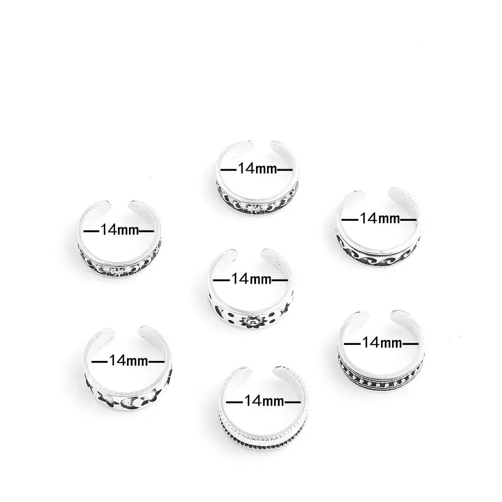 7 шт./компл. серебряные открыцы звездные волны солнцезащитные кольца для ног набор колец на носок винтажные богемные кольца