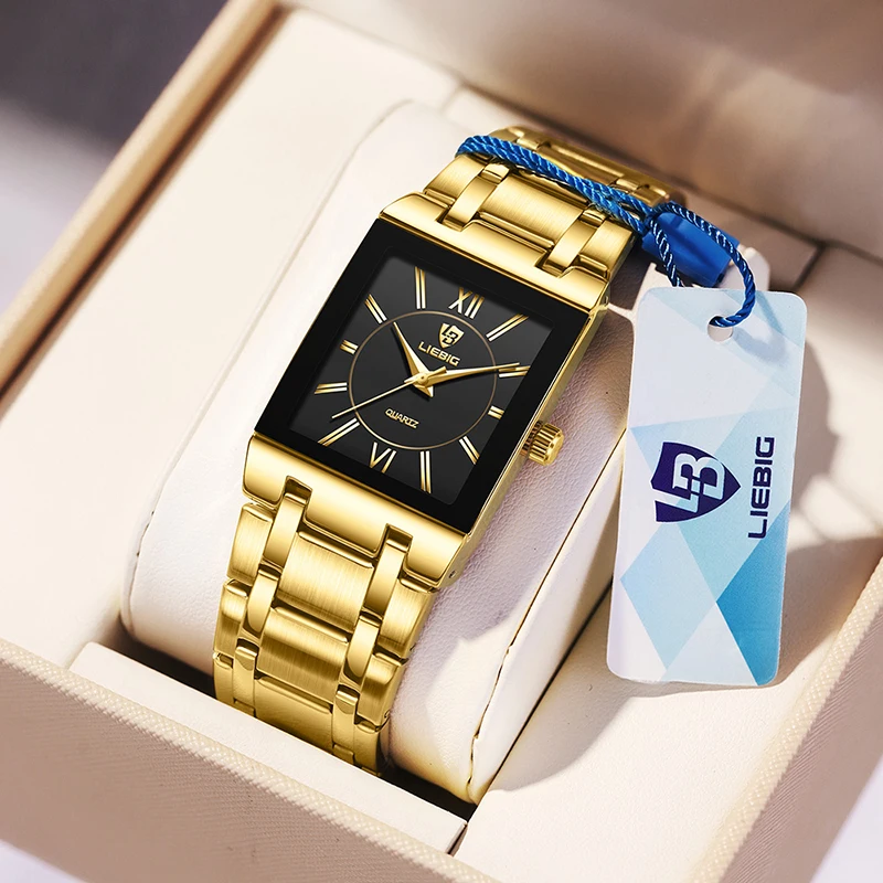 LiEBIG Fashion Ladies Watches Female Girl Male Clock Luxury Full Steel Golden Quartz Wristwatches For Women Mens Relogio Feminin