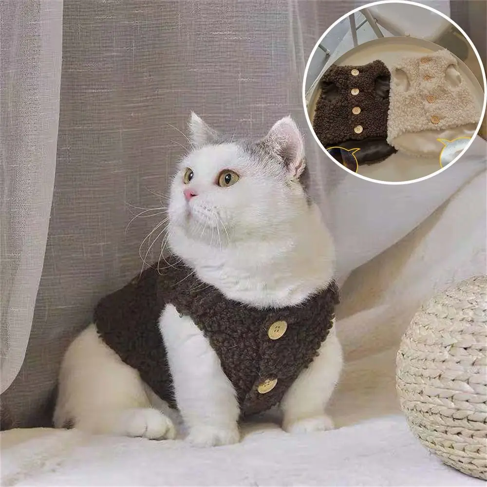 Fashion Soft Cozy Cat Clothes Fleece Winter Warm Lambhair Vest Jacket Coat Puppy Kitten