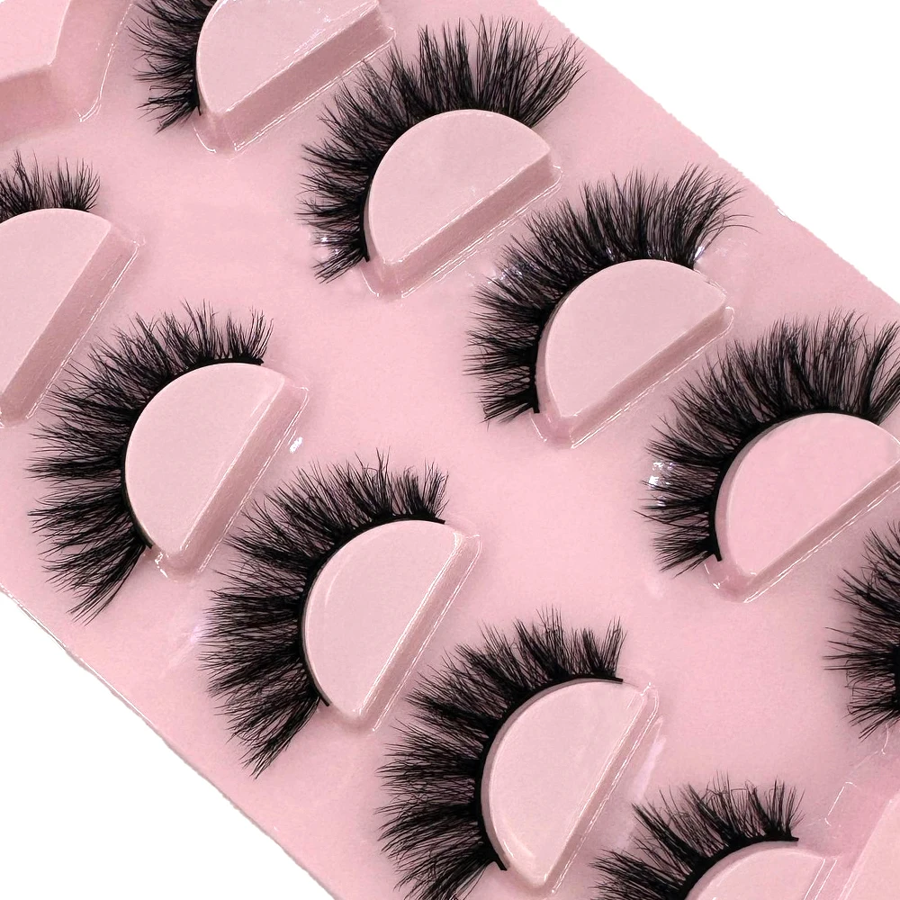 Novos 5 pares de cílios postiços, pele de vison macia e fofa, curtos, cílios drag queen naturalmente enrolados, adequados para auto enxertia