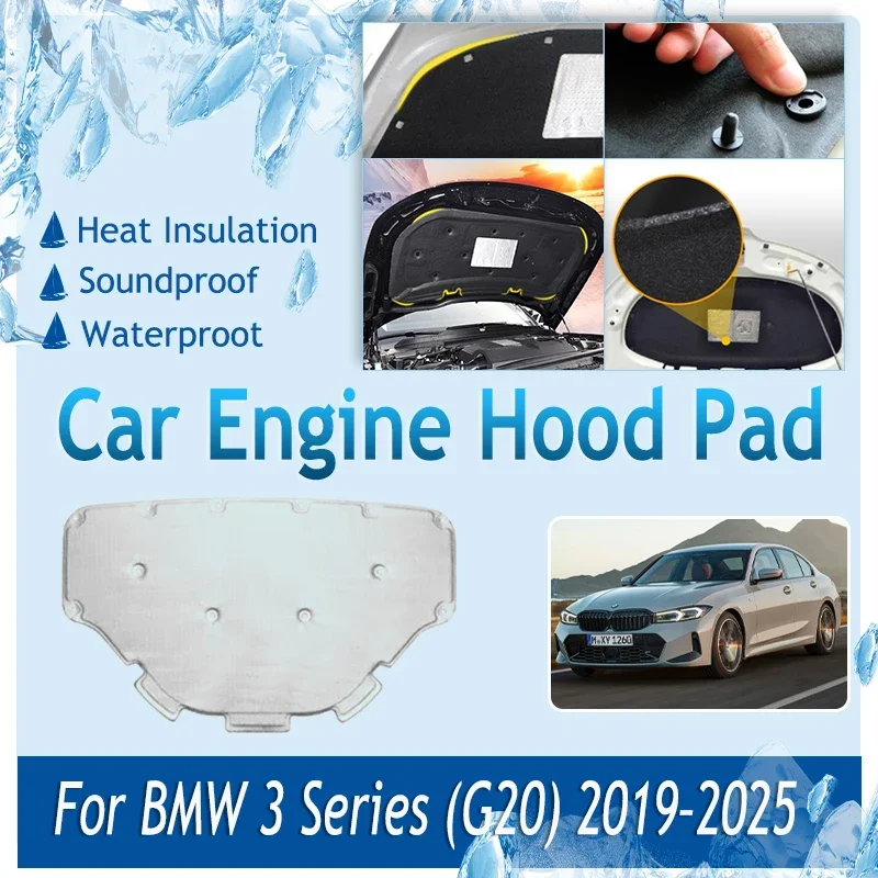 For BMW 3 Series G20 2019 2020 2021 2022 2023 2024 2025 Sedan Car Front Engine Hood Pads Sound Insulation Carpet Car Accessories