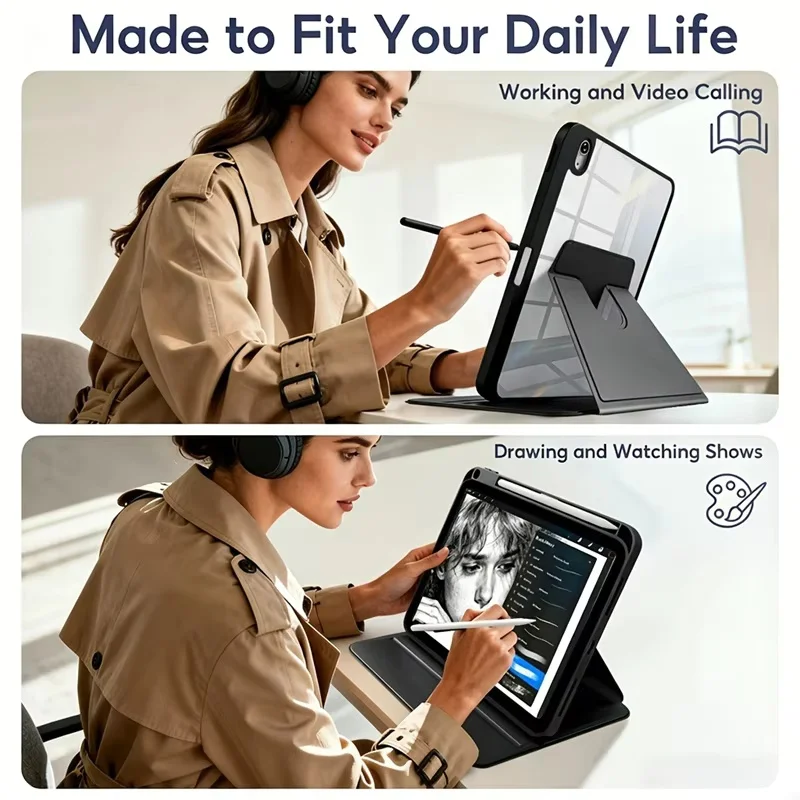 Rotating Tab Case for Huawei Matepad SE 11 2024 11.5 2025 Pro 12.2 Air with Pen Holder 360 Protective Stand Auto Wake Sleep Case