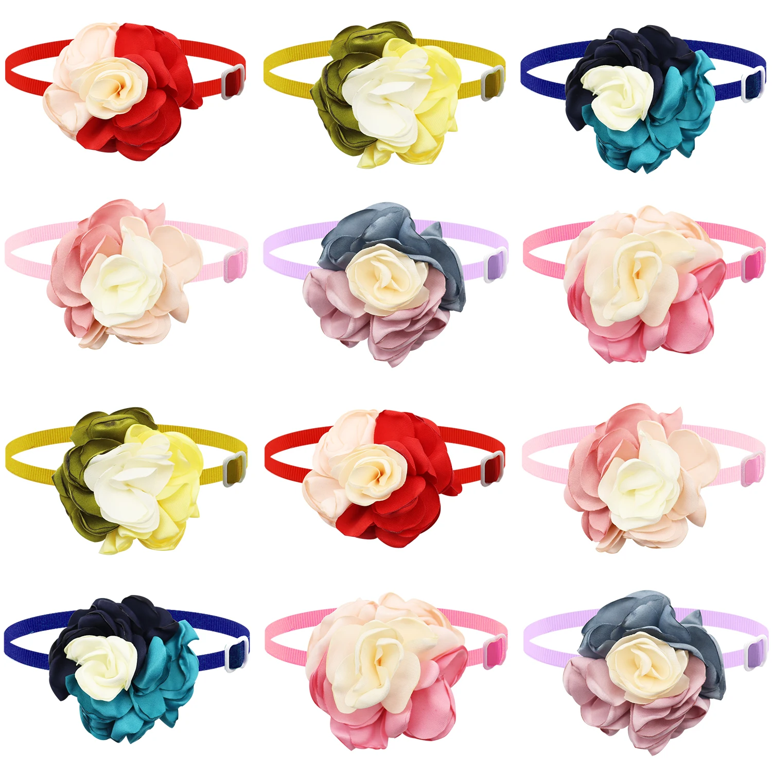 50/100Pcs Dog Grooming Bows Flower Style Dog Bowties With Colorful Petals Cats Pet Daily Decoration Accessories Bow Ties Bowknot