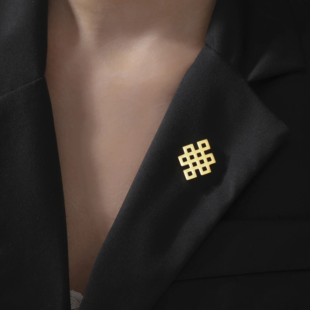 Dawapara Vintage Endless Knot Symbol Broschen Viel Glück Chinesischer Knoten Brosche Anstecknadel Edelstahl Zubehör – Detail 5