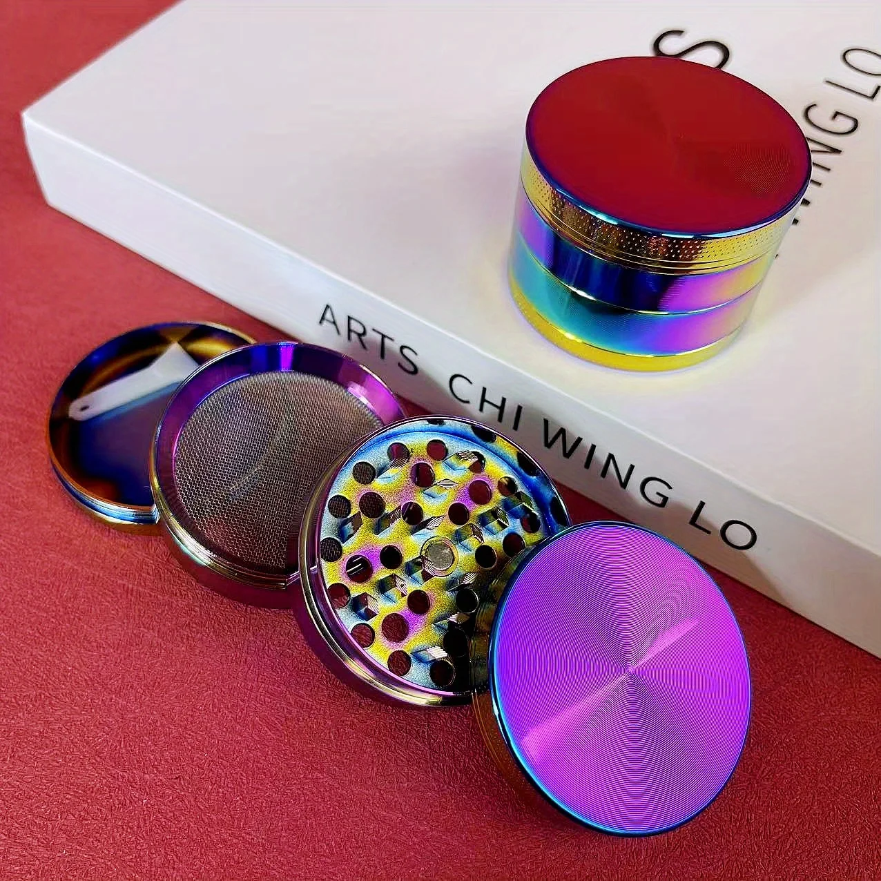 Molinillo de hierbas de Color de 2 pulgadas, molinillo de Metal para mortero de pimienta, sal, trituradora de 4 capas, molinillo de especias, molinillo de hierba de tabaco, herramienta de cocina para cigarrillos