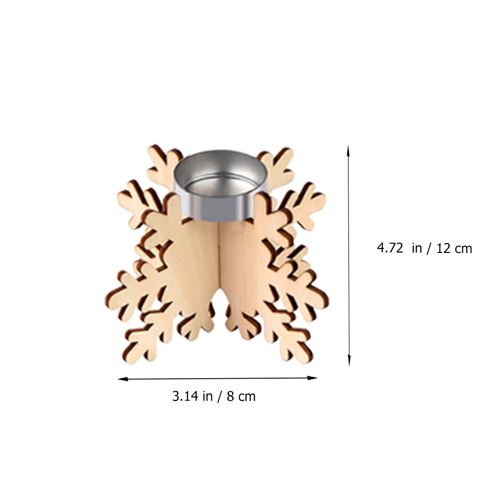 

6Pcs Wooden Holders Snowflake Shape Christmas Candlesticks Decorative Home Party Tabletop Wooden Candlestick