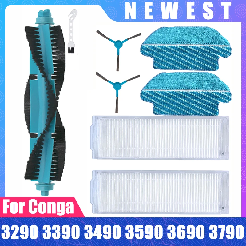 Compatible For Cecotec Conga 3290 3390 3490 3590 3690 3790 3890 Ultra Titanium Vital Main Side brush Hepa Filter Mop Rag Parts