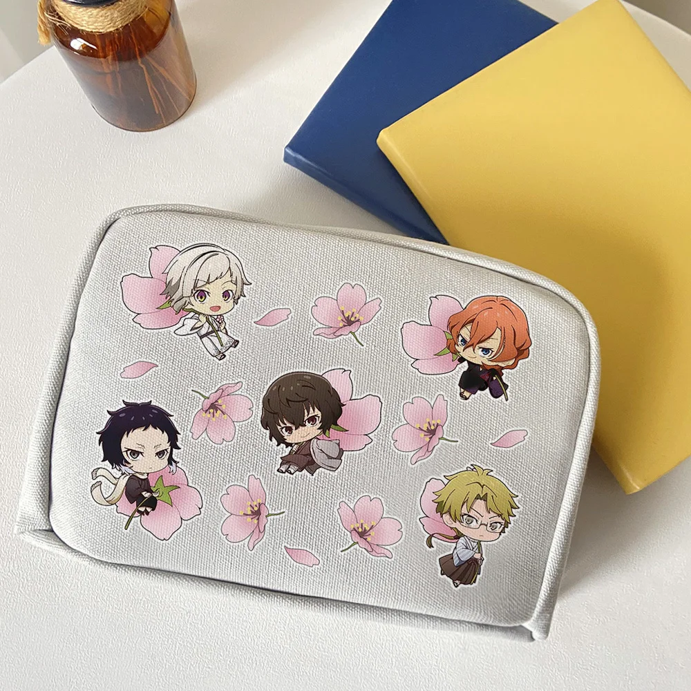 Bolsa de cosméticos de lona Bungo Stray Dogs Dazai Osamu, estuche de lápices de gran capacidad, bolsas de almacenamiento de papelería, bolsa para bolígrafos, regalo