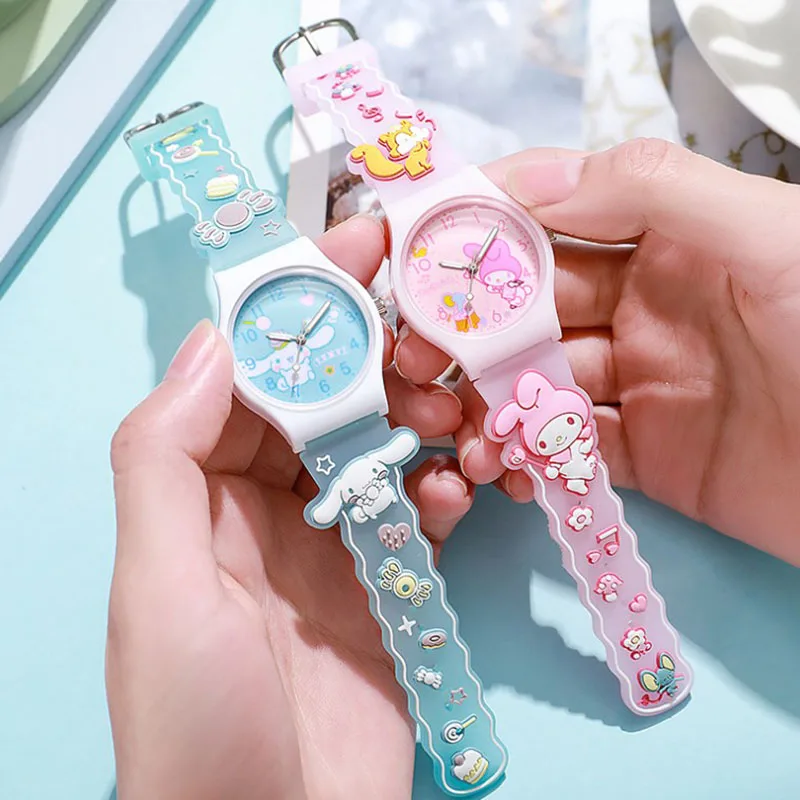 Cute cartoon Sanrio Kuromi Cinnamonroll cartoon anime character student watch children\'s watch toy boy girl birthday party gift