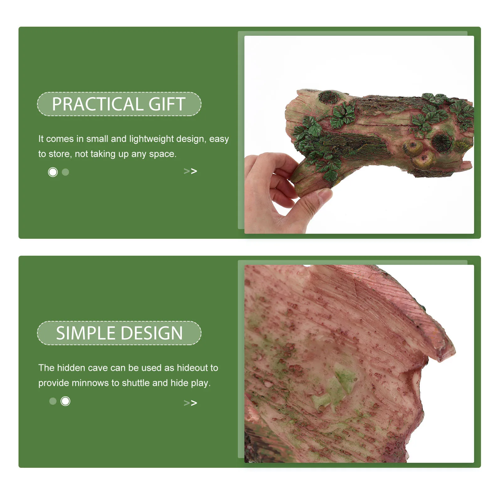 

Lifelike Creative Fish Hidden Cave Wear-Resistant Aquarium Decor Natural Modelling Small Lightweight Design Safe for Fish Shrimp