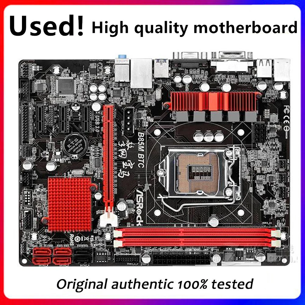 

For ASRock B85M BTC Desktop Motherboard B85 LGA 1150 For Core i7 i5 i3 SATA3 USB3.0 Original Used Mainboard