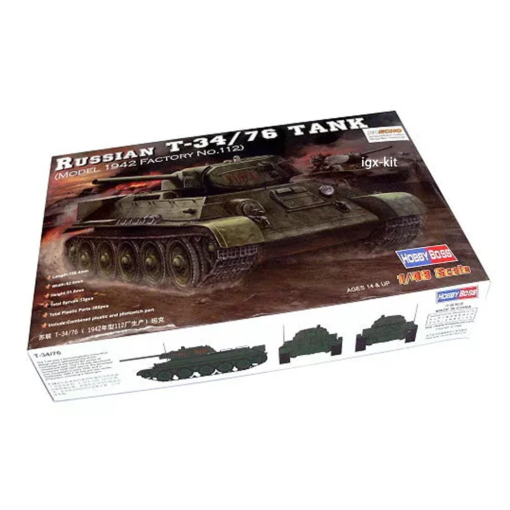 HobbyBoss 84806 1/48 Scale Russian T34 T-34/76 Model 1942 Factory No.112 Medium Tank  Hobby Craft Toy Plastic Assembly Model Kit