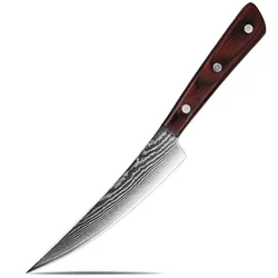 Japanese Damascus Steel Boning Knife Pro Fillet Knife Sharp Fish Knife with Full Tang Ergonomic Handle for Meat Cutting Trimming