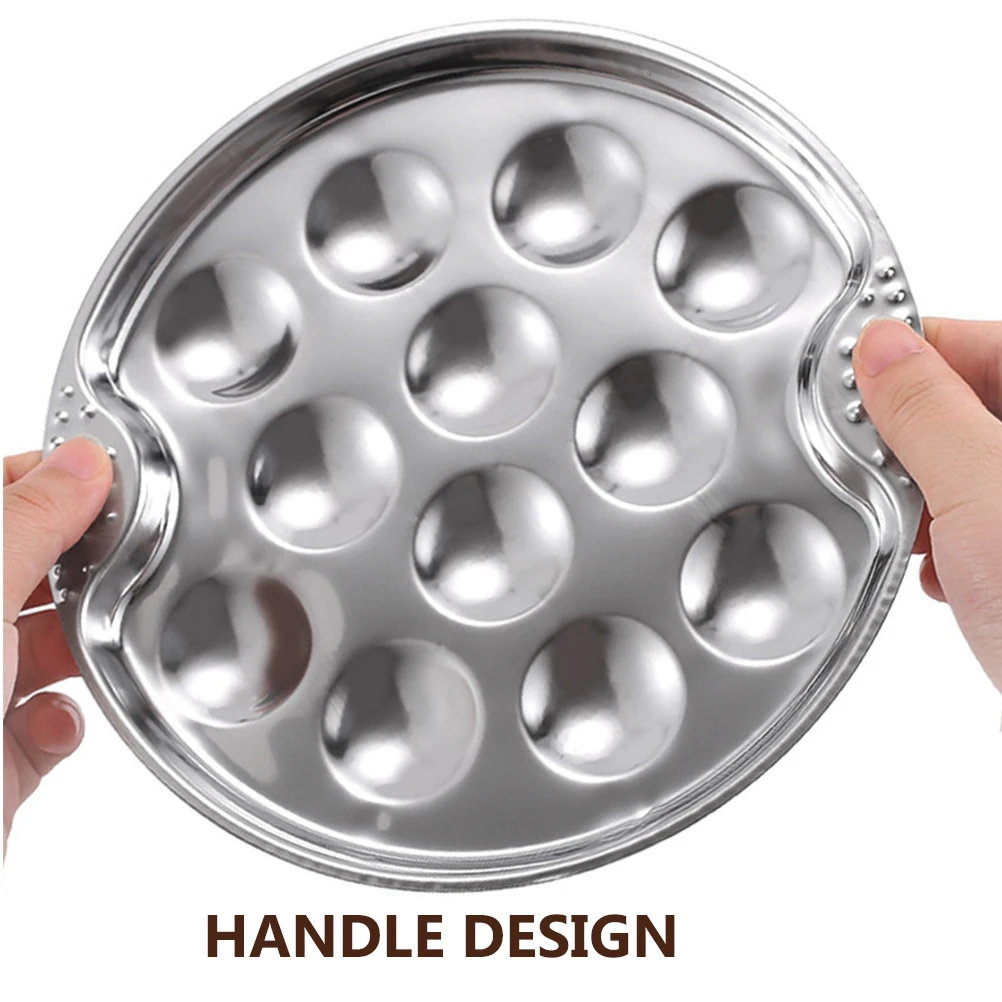 

1Set Stainless Steel Snail Escargot Plate 12 Hole Baking Tray Wear Resistant Bottom Oven Safe Seafood Cooking Pan
